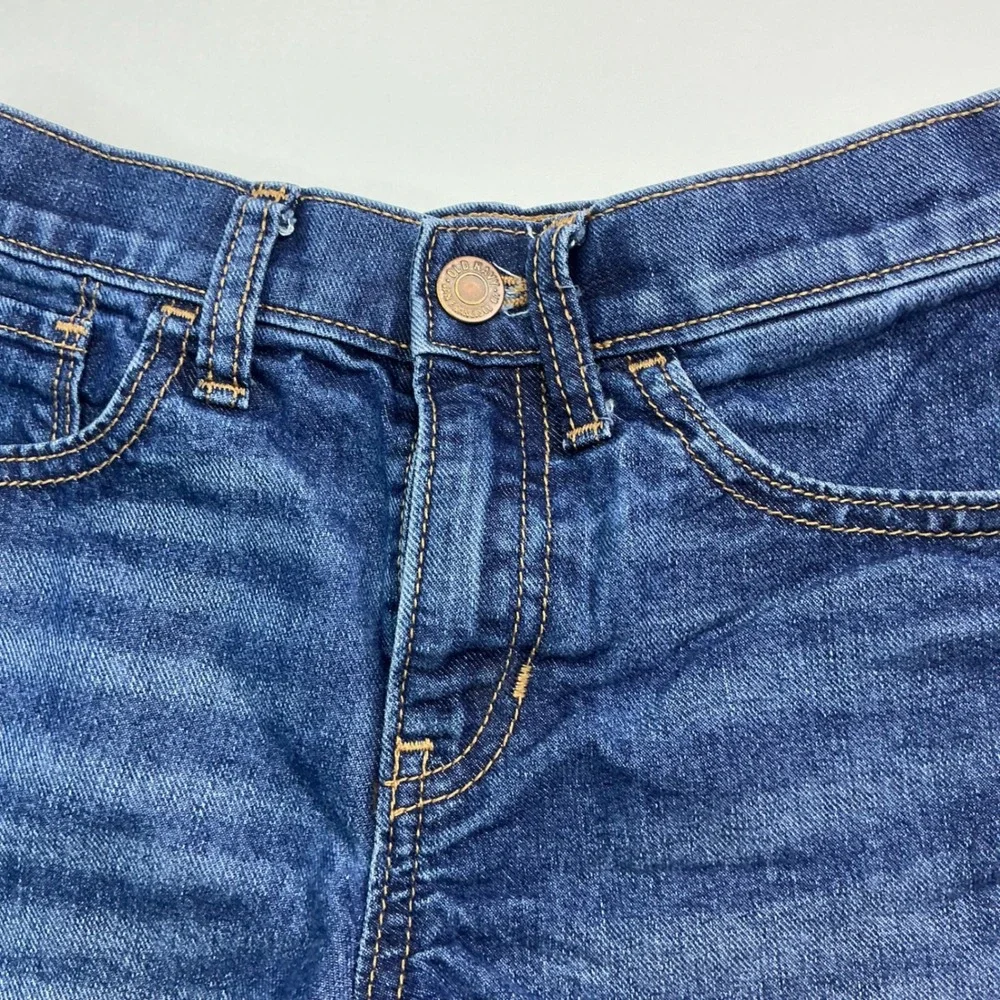 Old Navy Dark Indigo Denim Shorts Kids Size 10 Sky High Rise Raw Hem